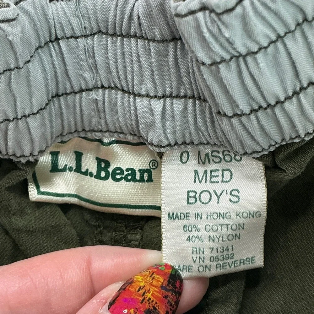 L.L. Bean Olive Green Cargo Pants Boys Medium Adventure Utility Trousers